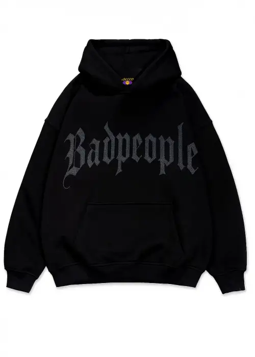 Badpeople Beyaz Taş Baskılı Oversize Unisex Kapüşonlu Sweatshirt