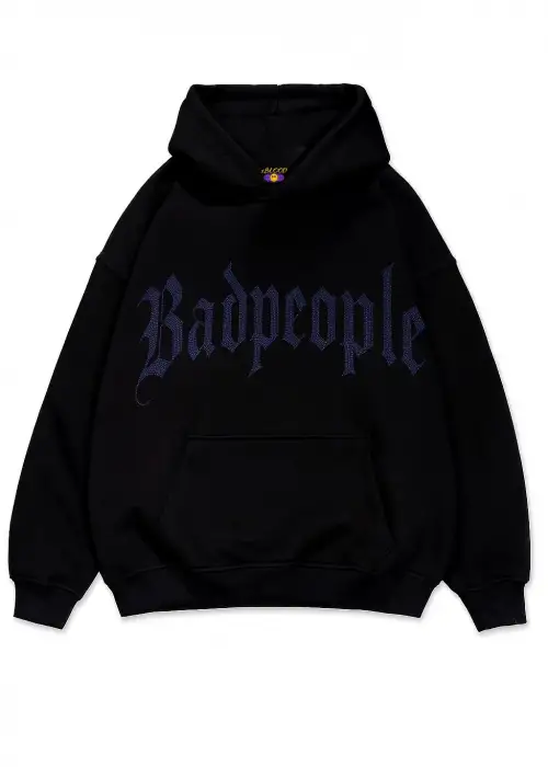 Badpeople Mavi Taş Baskılı Oversize Unisex Kapüşonlu Sweatshirt