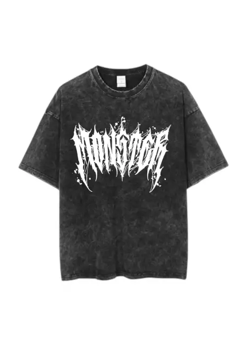 Baskılı Yıkamalı Eskitme Unisex T-shirt