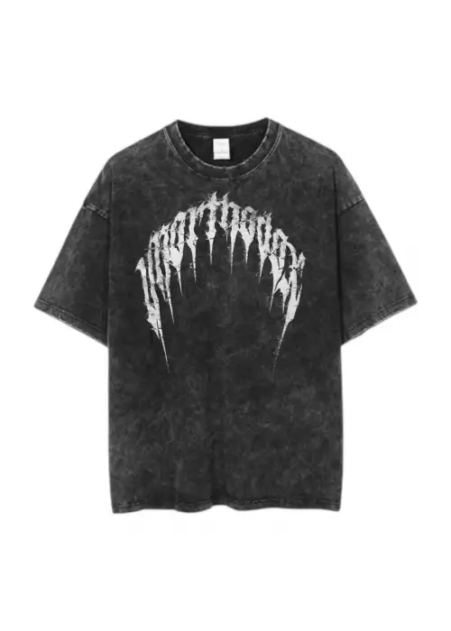 Baskılı Yıkamalı Eskitme Unisex Tişört