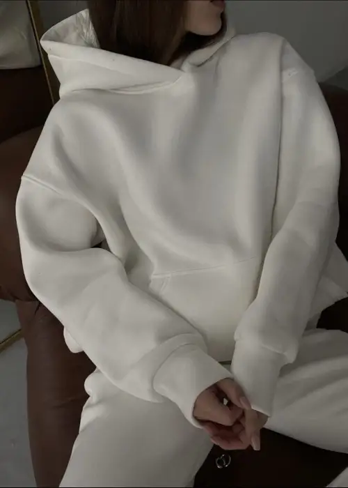 Beyaz 3 İplik Oversive Sweatshirt