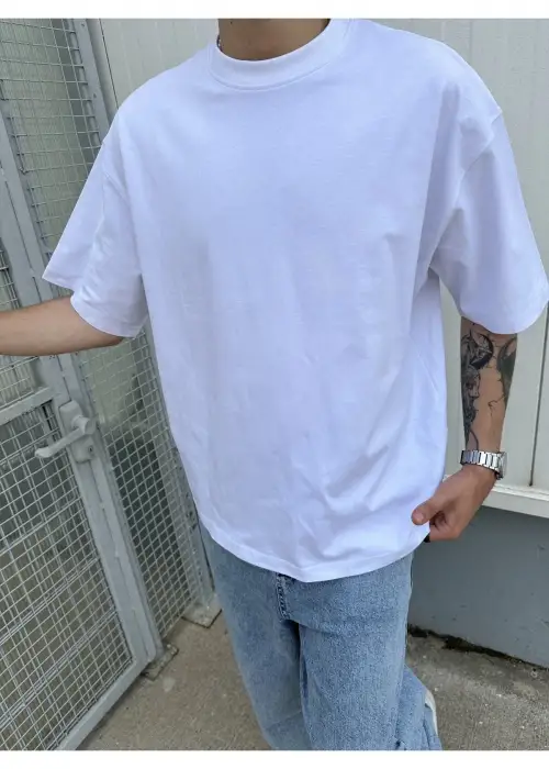 Beyaz Basic Oversize T-Shirt
