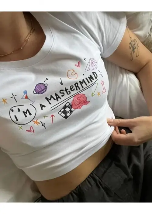 Beyaz Im A Mastermind Crop