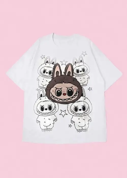 Beyaz Labubu Star Unisex T-shirt