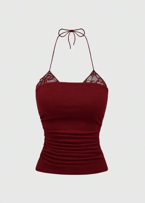 Bordo ek dantell basic siyah crop