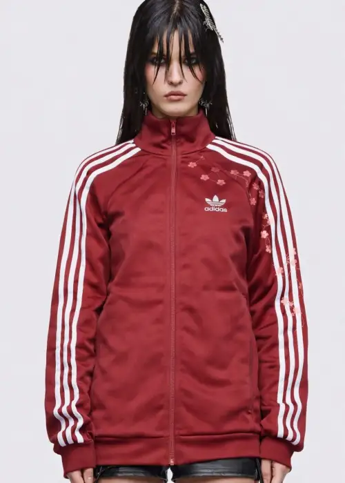 Bordo Flower Pembe Oversize Unisex Ceket