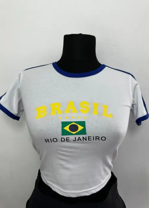 Brasil Bayrak Baskılı Crop Top