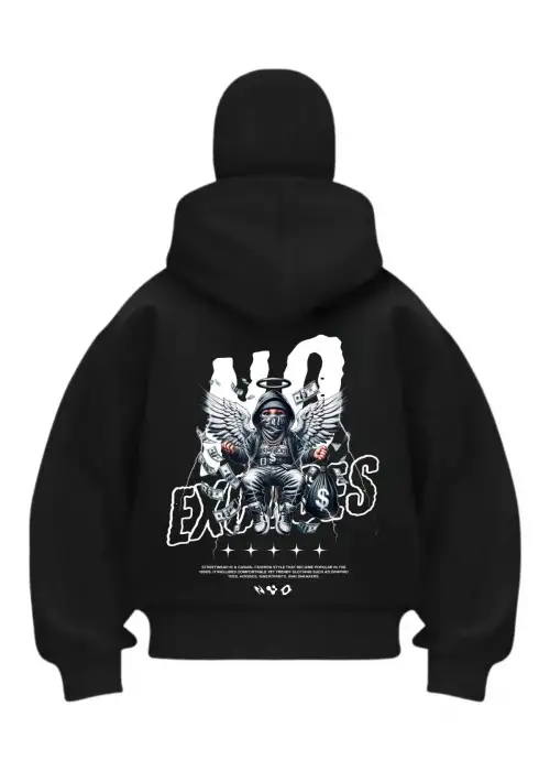 Cash Baby Baskılı Siyah Samuray Kar Maske Sweatshirt Hırka