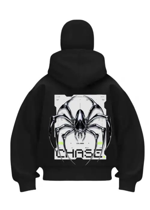 Chase Spider Baskılı Siyah Samuray Kar Maske Sweatshirt Hırka