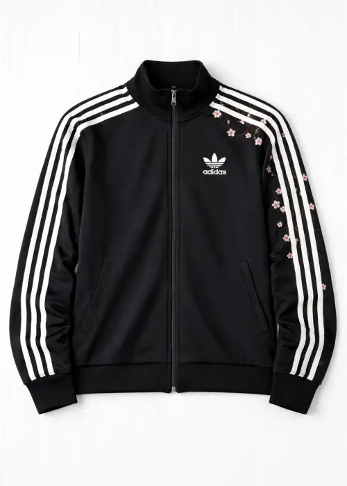 Çizgili Flower Siyah Oversize Unisex Ceket