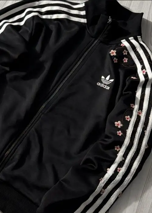 Çizgili Flower Siyah Oversize Unisex Ceket