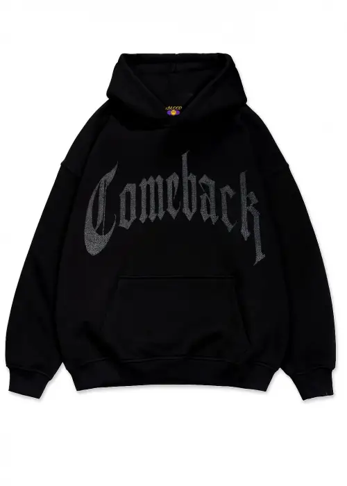 ComeBack Beyaz Taş Baskılı Oversize Unisex Kapüşonlu Sweatshirt