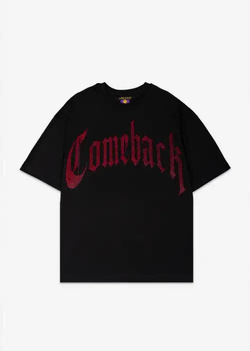 Comeback Kırmızı Taş Baskılı Oversize Unisex T-shirt