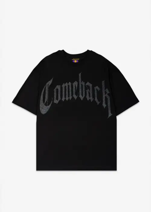 Comeback Beyaz Taş Baskılı Oversize Unisex T-shirt