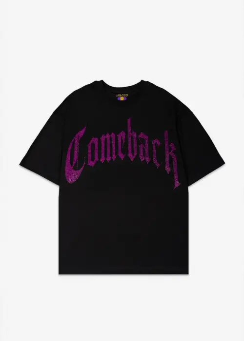 Comeback Pembe Taş Baskılı Oversize Unisex T-shirt