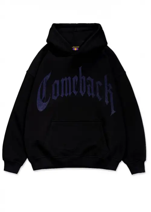 ComeBack Mavi Taş Baskılı Oversize Unisex Kapüşonlu Sweatshirt