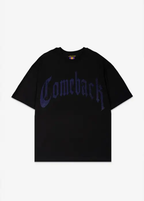 Comeback Mavi Taş Baskılı Oversize Unisex T-shirt