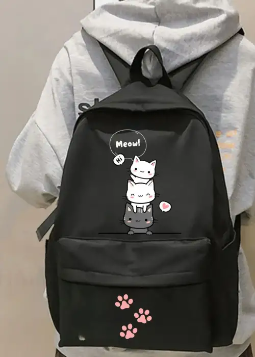 Cute Cat Baskılı Okul, Dershane, Kurs Sırt Çantası
