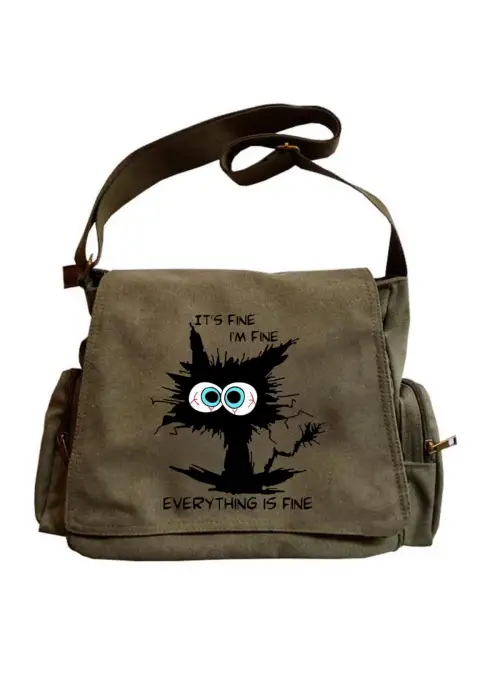 Cute Cat Seriouse Baskılı Unisex Postacı Çantası