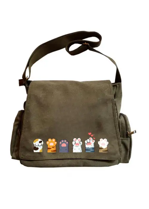 Cute Cat Seriouse Baskılı Unisex Postacı Çantası