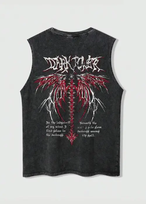 Dark Power Atlet Bisiklet Yaka Yıkamalı Vintage Unisex Oversize T-Shirt