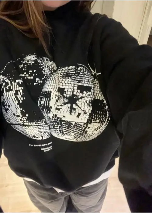 Disco Ball Siyah Renk Oversize Sweatshirt