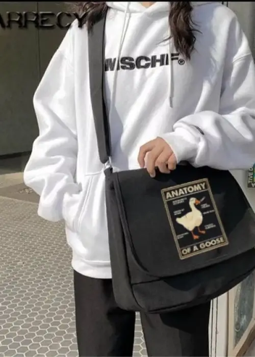 Duck Anatomy Unisex Siyah Postacı Çantası