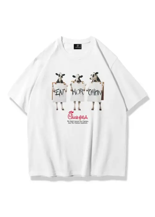 Eat More Chickin Tshirt Beyaz