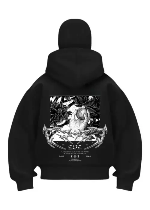 Evellyn Siyah Samuray Kar Maske Sweatshirt Hırka