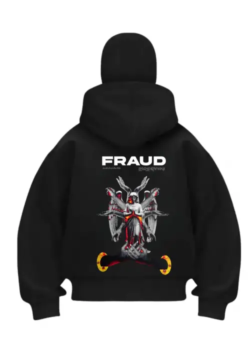 Fraud Design Baskılı Siyah Samuray Kar Maske Sweatshirt Hırka