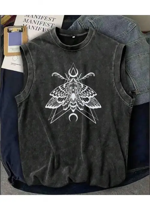 Gothic Figür Atlet Bisiklet Yaka Yıkamalı Vintage Unisex Oversize T-Shirt