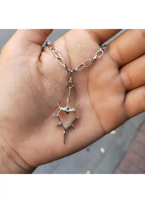 Gothic Kalpli Heart Silver Kolye