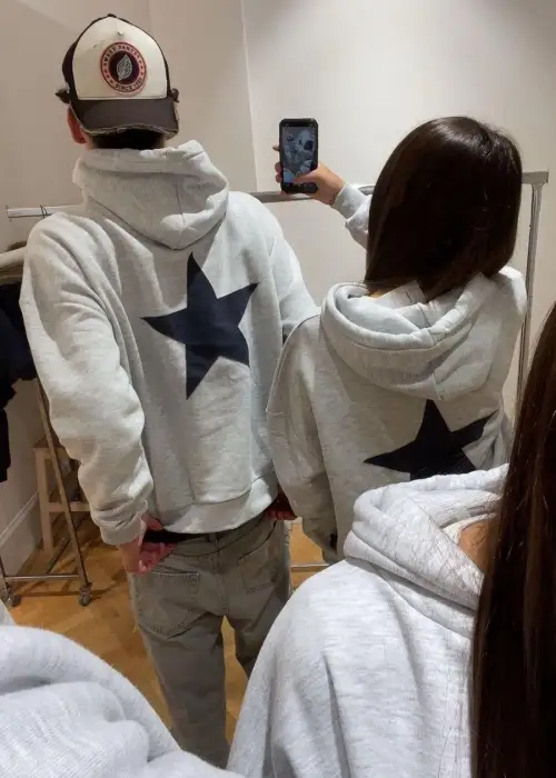 Grey Sırt Navy Blue Star Sweatshirt