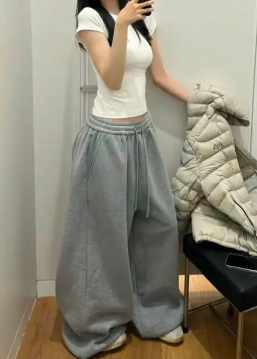 Gri Extra Salaş Baggy Eşofman Altı