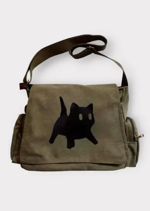 Haki Scared Cat Postacı Çanta