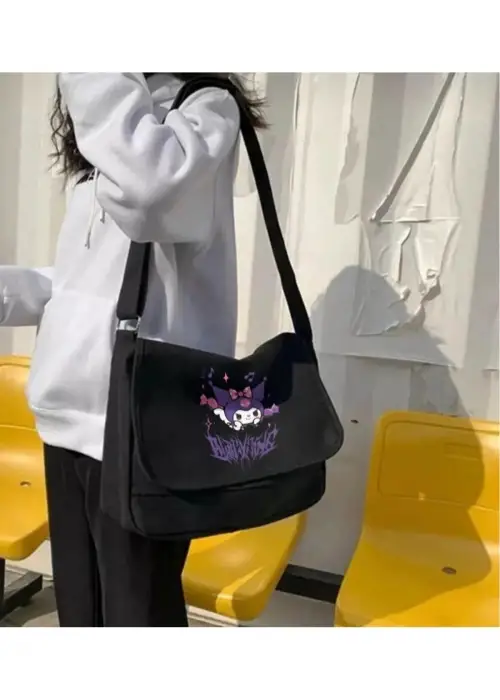 Siyah Anime Kuromi Postacı Çantası