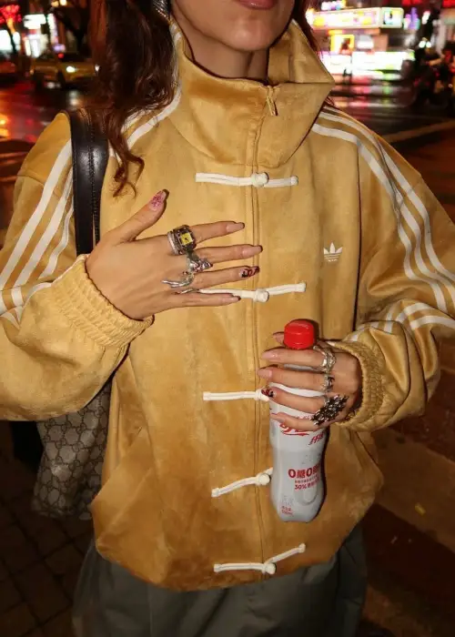 Hardal Sarısı Çizgili Retro Armor Oversize Unisex Ceket