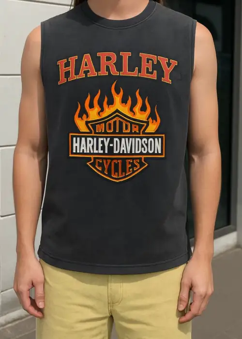 HARLEY Baskılı Unisex Oversize Yıkamalı Atlet