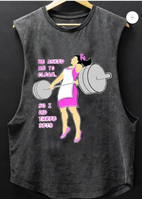 He Asked Me To Clean Baskılı Unisex Oversize Yıkamalı Atlet