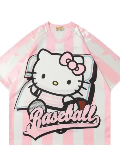 Hello Kitty Cute Pembe Jersey Oversize Forma