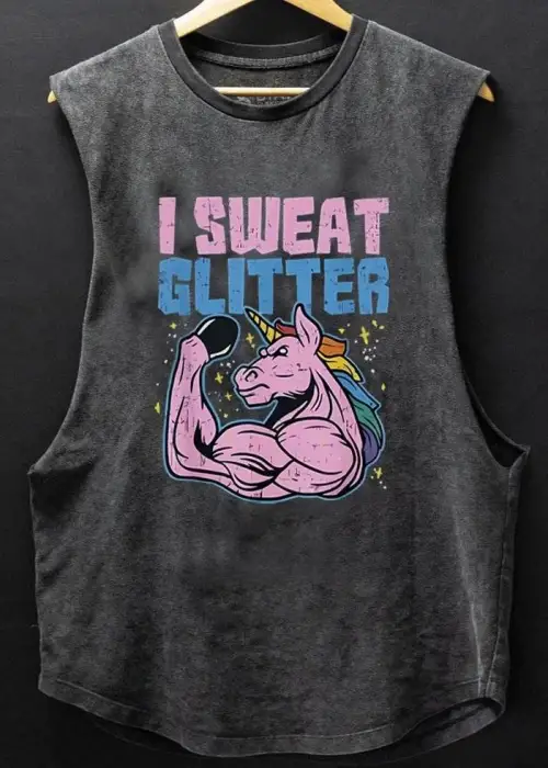 I Sweat Glıtter Baskılı Unisex Oversize Yıkamalı Atlet