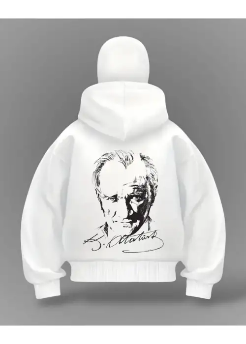 K Atatürk Detail Full Mask Oversize Hırka