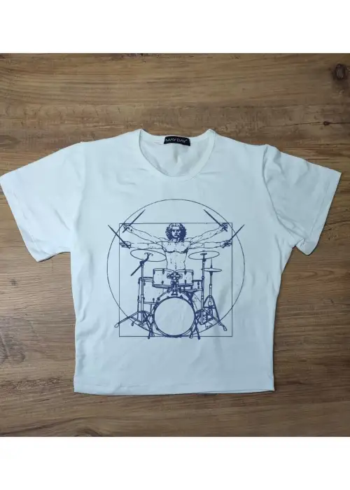 Davul Adam Baskılı Üste Oturan Kalıp Bel Boy Crop