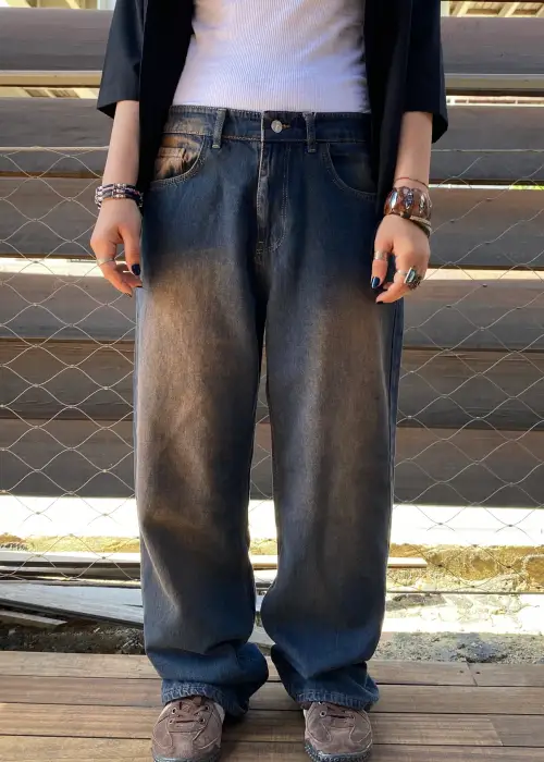 Kahve Yıkamalı Retro Baggy Jean