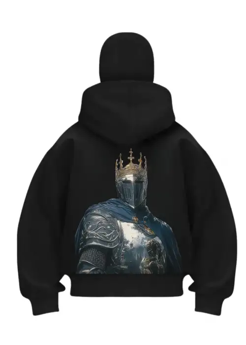 King Slayer Baskılı Siyah Samuray Kar Maske Sweatshirt Hırka