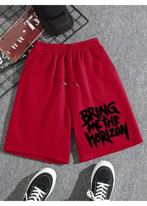 Kırmızı Bring Me The Horizon Detaylı Şort