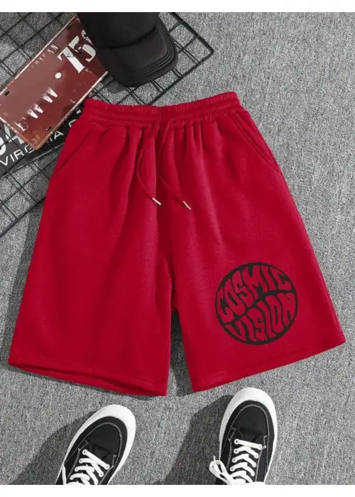 Kırmızı Cosmic Vision Detaylı Şort