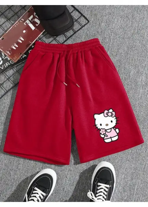 Kırmızı Hello Kitty Detaylı Şort