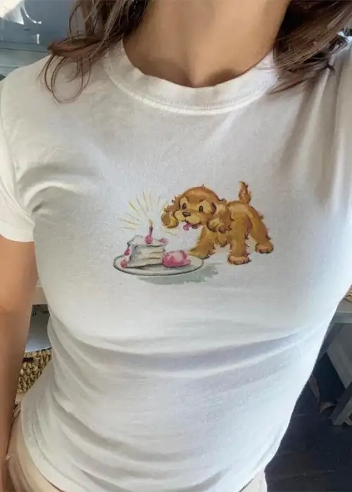 KÖPEK ÇİZİMLİ CROP