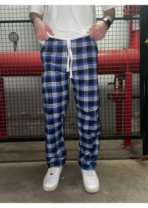 Mavi Kare Desenli Eşofman Altı